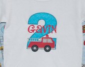 Items similar to Personalized Firetruck appliqué Birthday Number Shirt