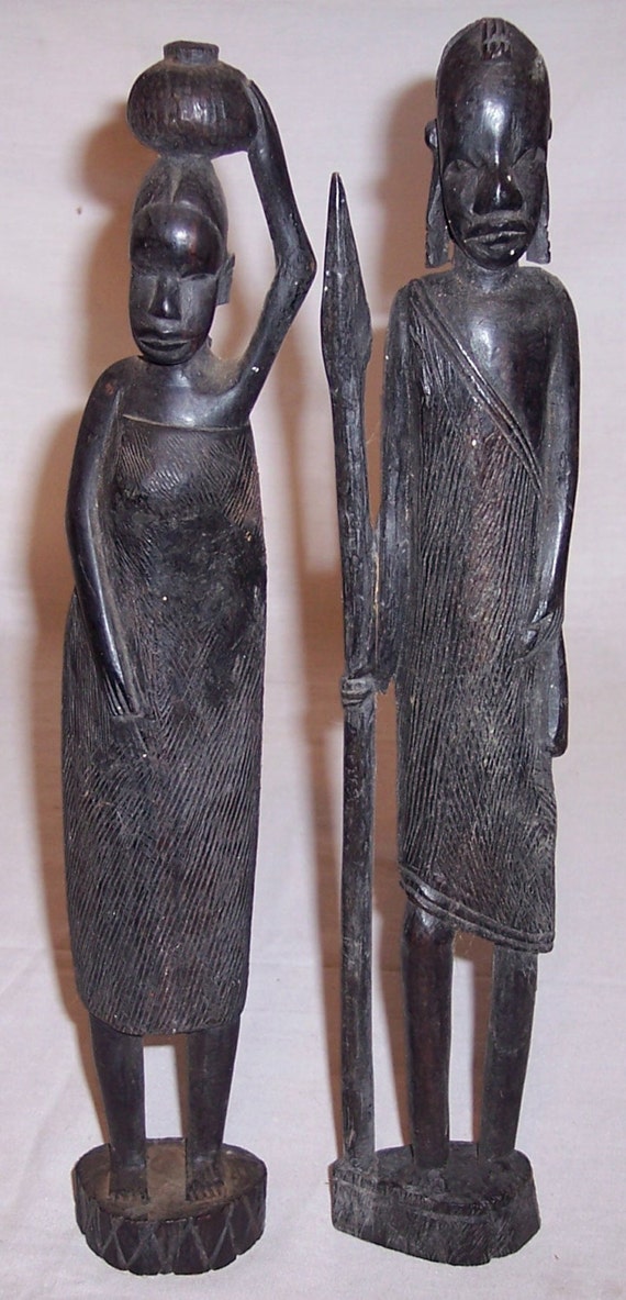 hand carved wooden african figures