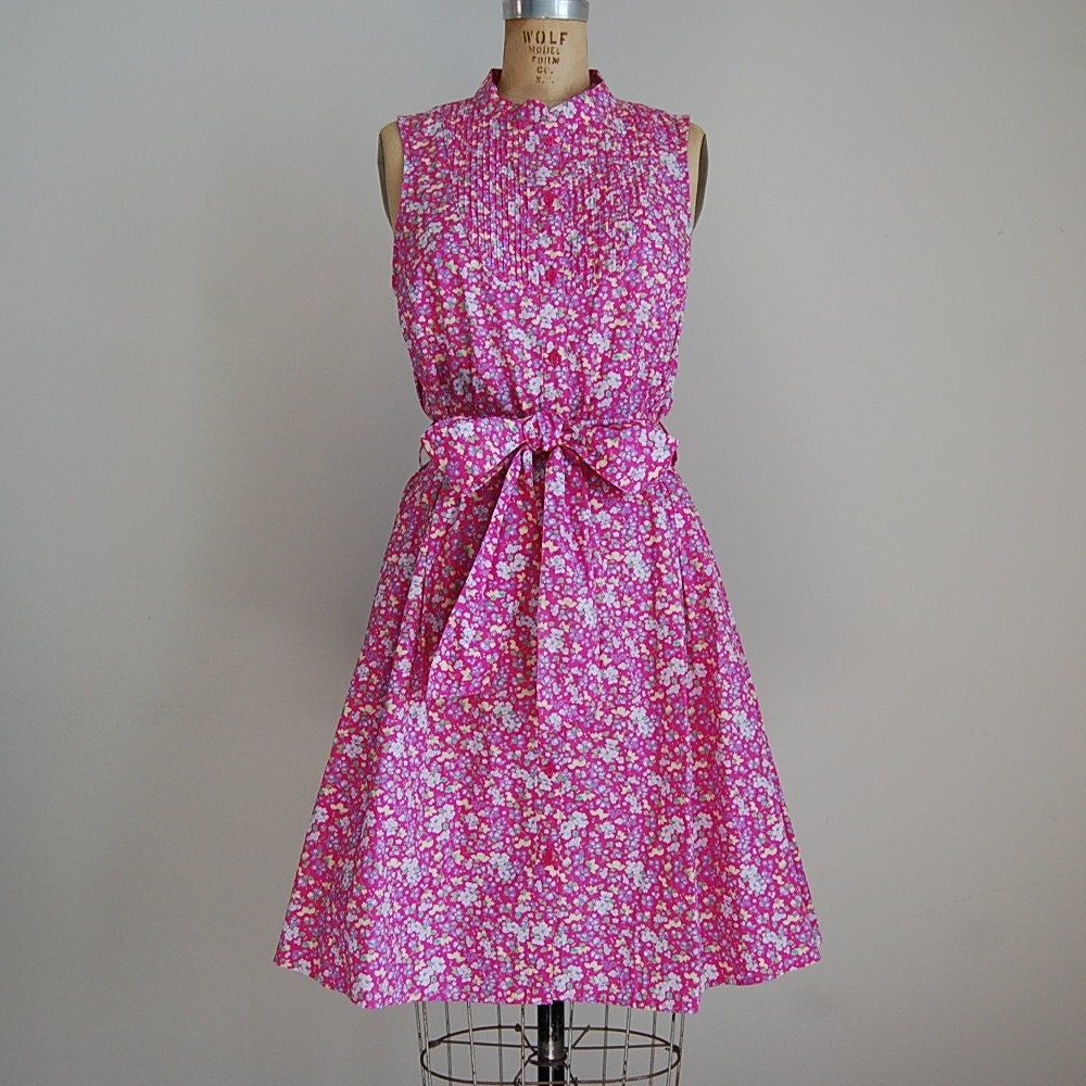 1990s tuxedo pink retro dress / floral by AdrianAndOlgaCompany