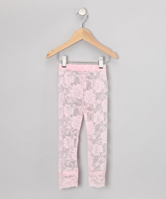 Girls Light Pink Lace Leggings by LilyAuroraBoutique on Etsy