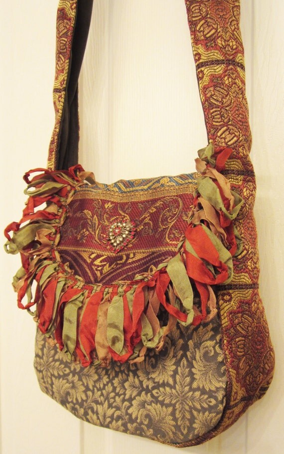 Items similar to Tapestry Gypsy Boho Bag Sling Bollywood Purse Bohemian
