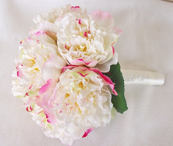 Wedding Natural Touch Blush Peony Silk Flower Bride Bouquet
