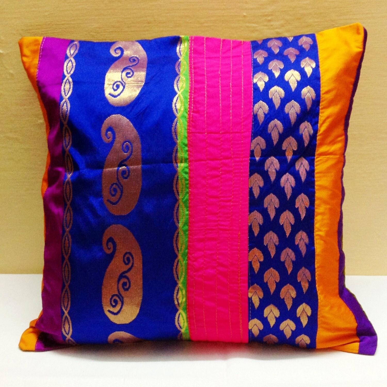 Decorative Silk Pillow  Cover Indian  Silk Throw Pillow 