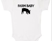 Baby Farmer Bodysuit: Farm Baby Piglet Design - Cotton Creeper for Farmer Baby - FREE SHIP U.S.