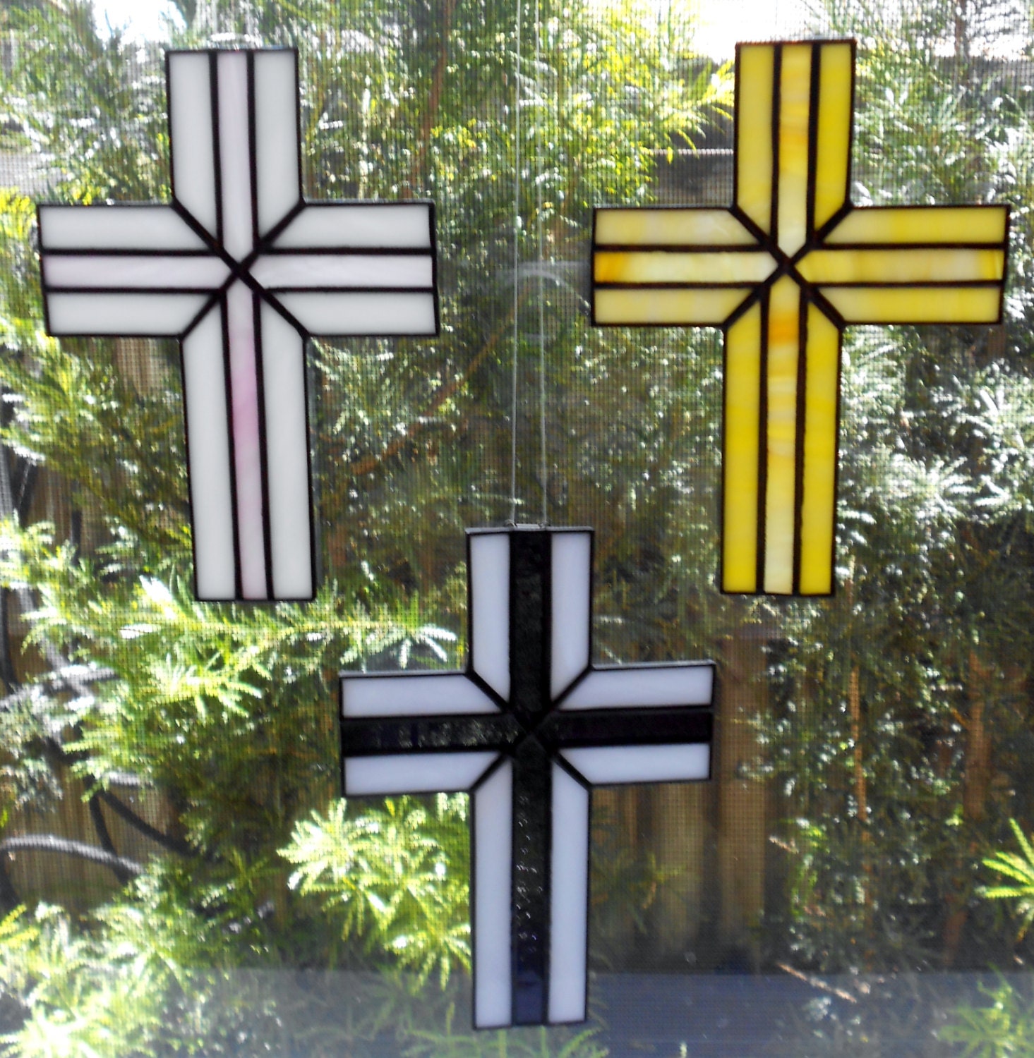 6 Stained Glass Cross Suncatcher Choice of Colors