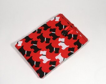 Scottie Dogs Kindle Cover, Handmade Scottie Dogs eReader Case, Red Scottie Dogs Kindle Sleeve