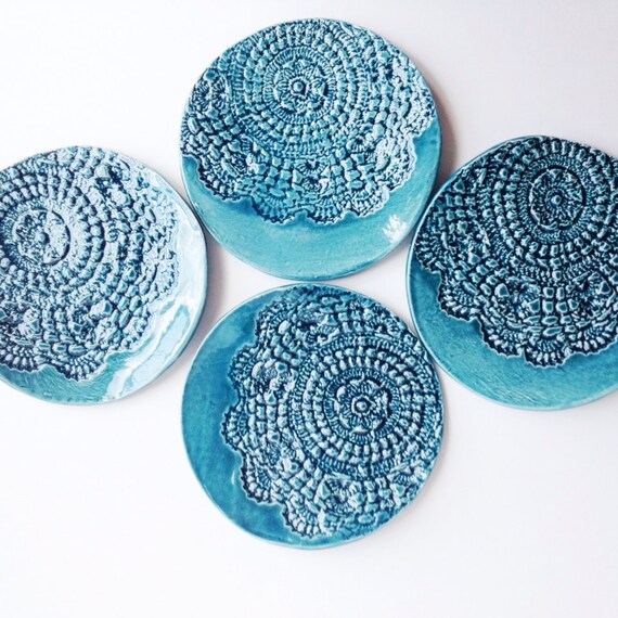 Teal Ceramic Plates Teal Home Decor Housewares Ceramics
