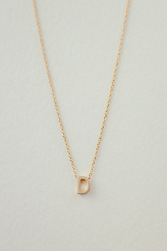 Tiny Gold Letter D necklace Custom Initial by SincerelyDelightful