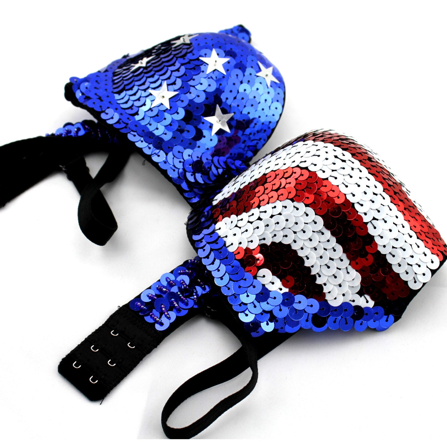 American Flag Sequin Bra
