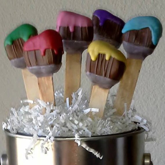 Art Cake Pops - Paint Brush Cake Pops - Art Party - Paint Party - Edible Favor