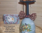 Hand painted Original Decorative Primitive Sheep Wine Glass Candle Holder OFG FAAP Gift Party Favor