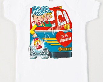 Valentine Boy Shirt - Train Valentine Shirt - Train Brother Shirt - Valentine Toddler Shirt - Sibling Shirt Retro Vintage Train Personalized