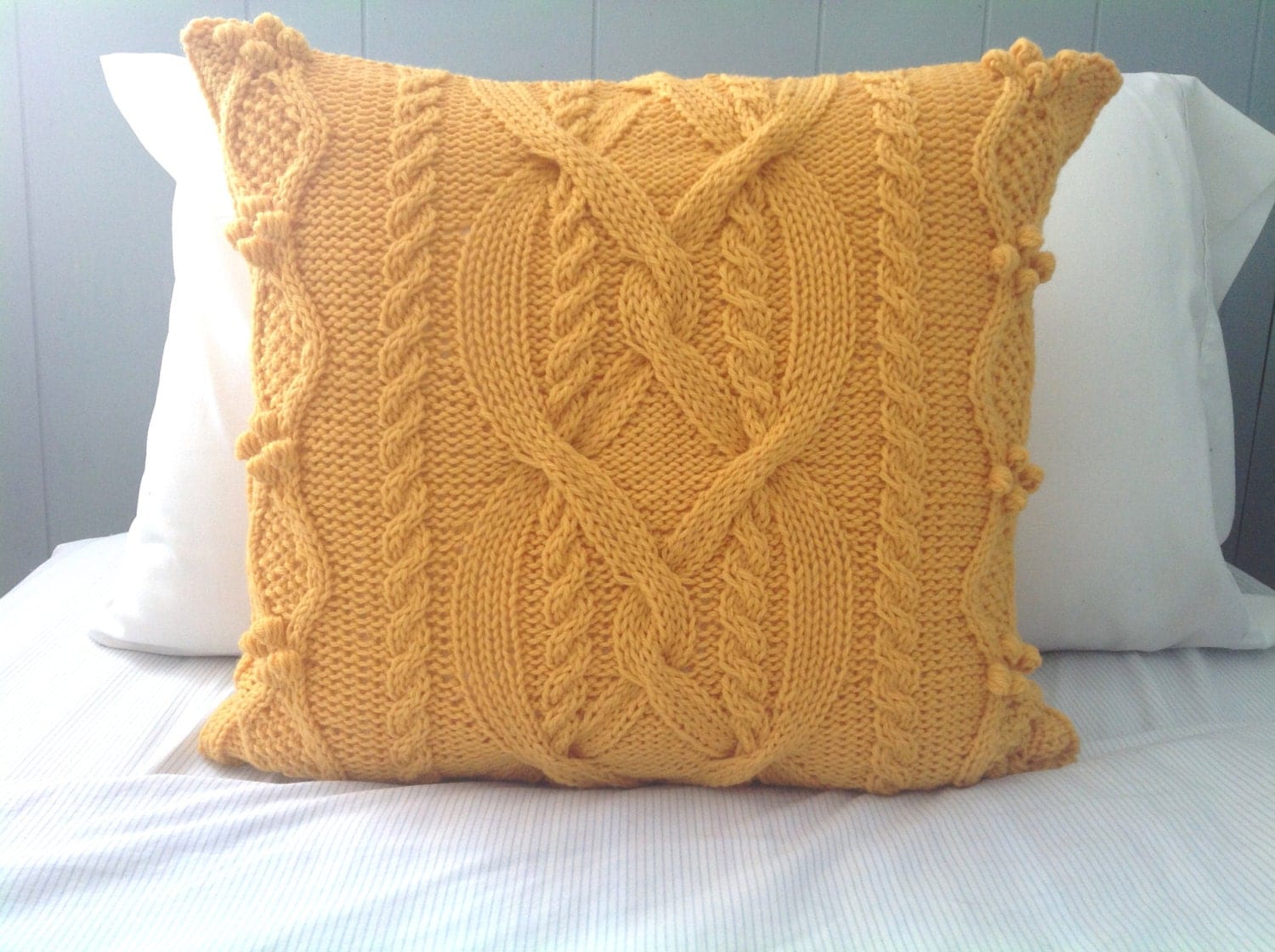 Yellow Pillow Cover Cable Knit Pillow Sham Sweater Pillow