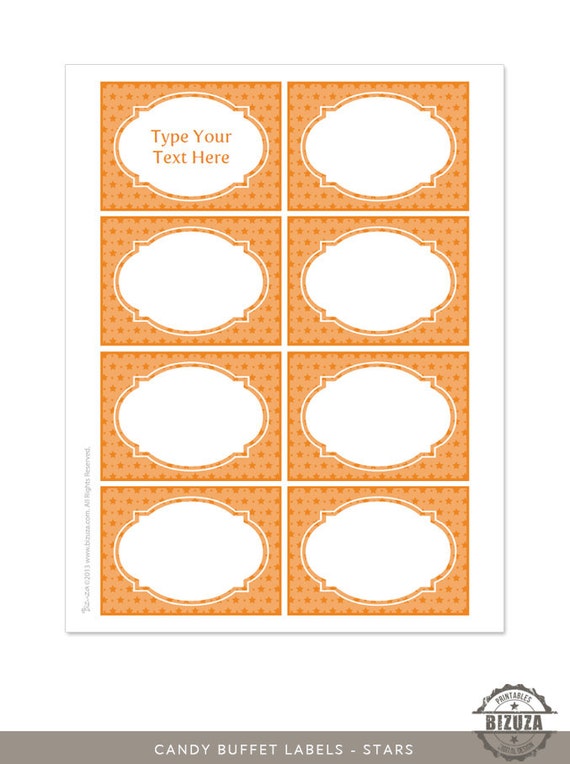 Printable Candy Buffet Tags and Standing Cards Pick Your