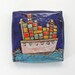 Wall Art: Barge Cargo Ship "Stuck on the Wall" a ceramic wall tile 6-inch square multi-colored cobalt, turquoise, in stock