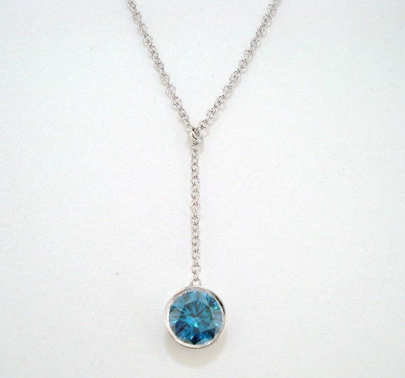 0.50 Carat 14K White Gold Blue Diamond By The by JewelryByGaro