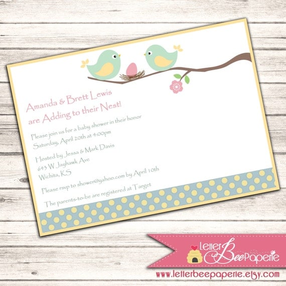 Adding to the Nest Custom Baby Shower Invitation - PRINTABLE - Customize Your Colors - Perfect for Girl, Boy or Gender Neutral Il_570xn