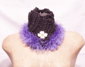 Victorian..........Scarflet, Collar, Neck warmer, Black, faux fur Lavendar, Turtle neck, high collar