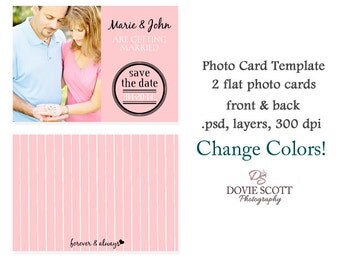 Items Similar To Birthday Template Set Of 2 5x7 Psd Photo Card Templates Boy Birthday Blue Save The Date Template Psd