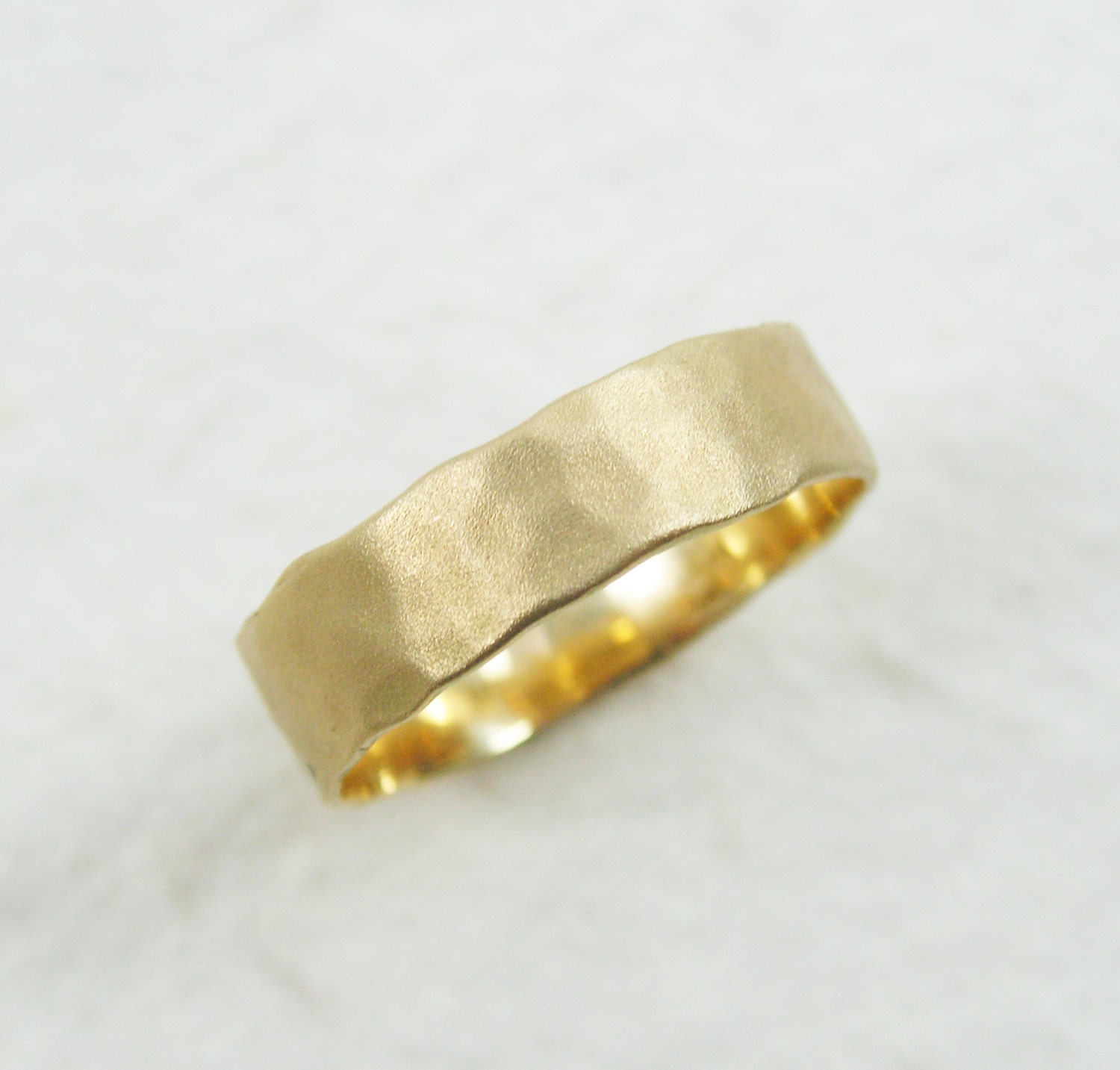 gold wedding WeddingRings585 hammered gold Hammered 18k 18K wedding band.  5mm Hammered by band