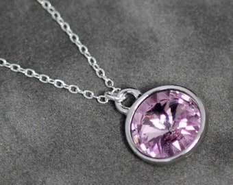 Alexandrite Necklace, June Birthstone Necklace, Light Purple Amethyst Crystal Birthstone Jewelry, Alexandrite Birthstone Necklace