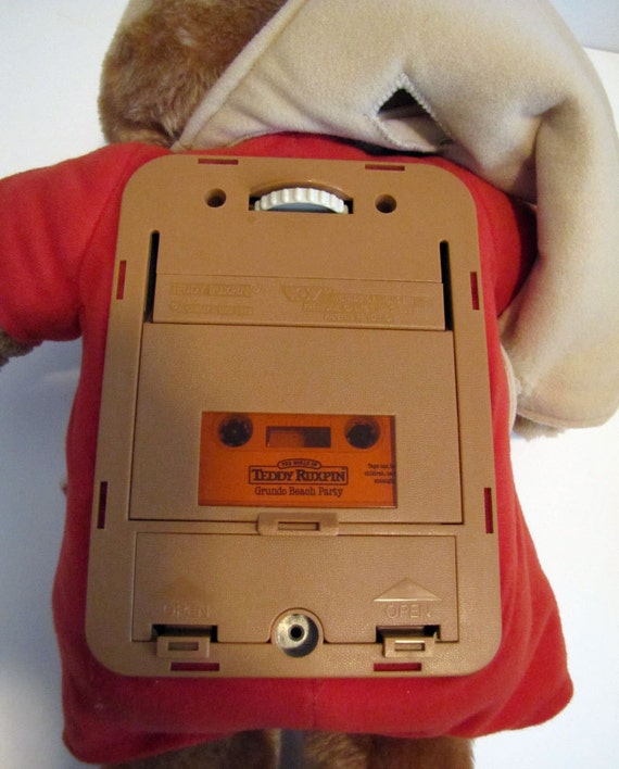 teddy bear with cassette tape