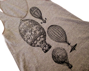 Women's Tank Top - Vintage Hot Air Balloons on a American Apparel Tri-Blend Tank -(Sizes S, M, L)