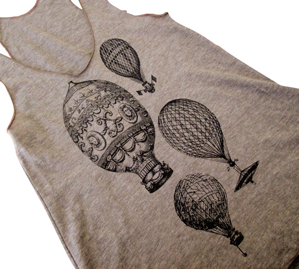 Hot Air Balloons print on an American Apparel Tri-Blend racer back Tank top - (Available in sizes S, M, L)