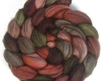 Handpainted Heathered BFL Roving - 4 oz. PAPER ROSES - Spinning Fiber