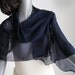 Dark Navy Blue Scarf Wrap Shoulder Shawl Natural 100% Silk Chiffon, 17" x 54".