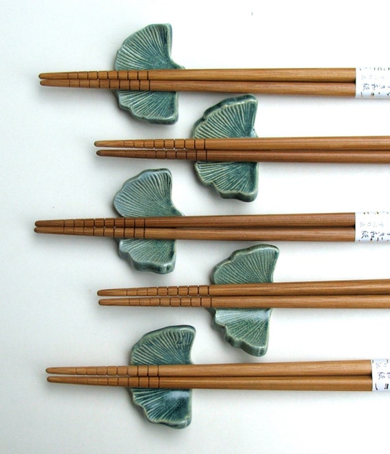 Handmade Ceramic Chopstick Rests With Chopsticks. Set of