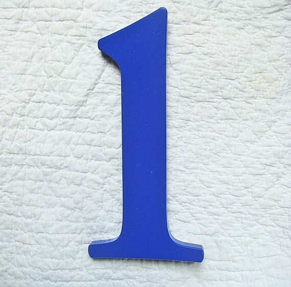 LARGE NUMBER 1 Royal Blue Lucite Acrylic 10 inches tall