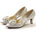 SALE 60s Metallic Silver Bow Toe Pumps / sz 7.5