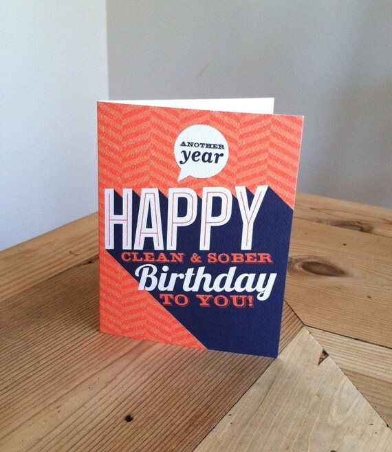 Items similar to Greeting card Happy clean & sober birthday to you on