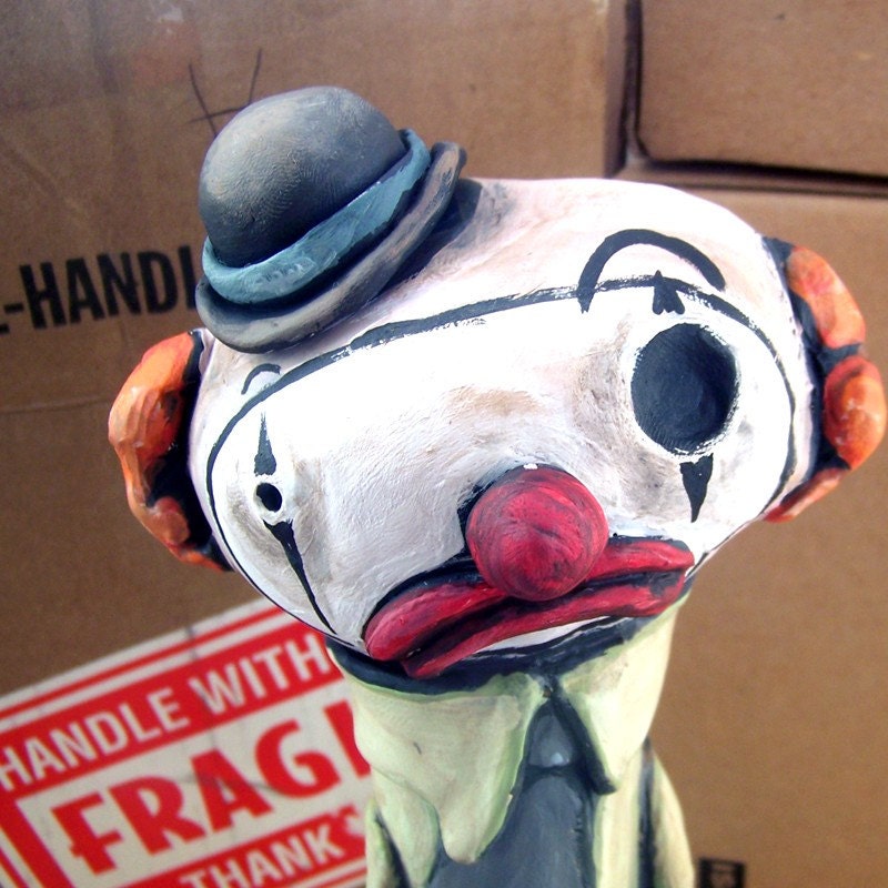 big sad creepy clown figurine. by dancesippydance on Etsy
