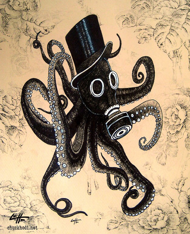 Download Print 8x10 1912 Octopus Gas Mask Top Hat Creature