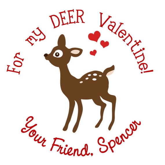 Valentine's Deer Personalized Stickers Valentines Day