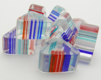 Lucite/ Acrylic Blue/Light Blue/ Red Beads 9-11 mm Triangle-R