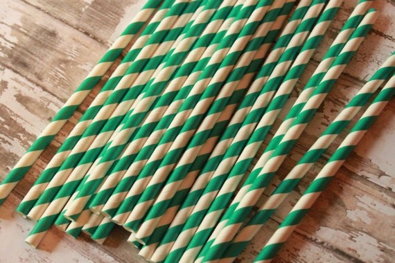 Teal Party Staws -- set of 20 -- aqua, blue, teal, turquoise -- Beach Water Paper Drinking Straws Il_570xn