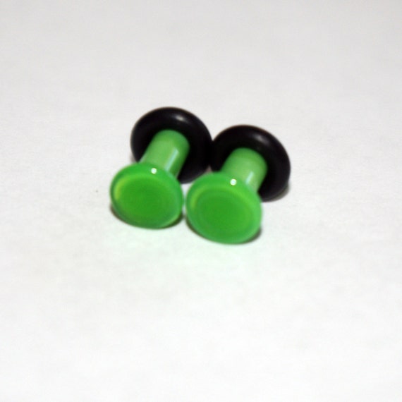 8g Bright Green Glass ear plugs body JEWELRY 3mm handmade 8