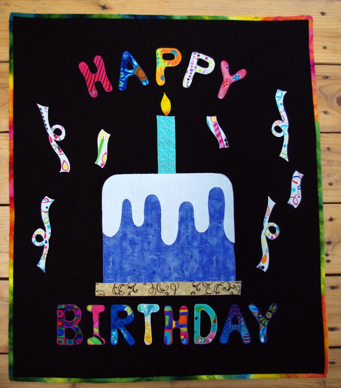Happy Birthday Art Quilt Wall Hanging Banner Birthday Quilt