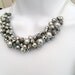 Set of 7 Bridesmaids Pearl Beaded Necklace, Bridal Jewelry, Silver Gray Cluster Necklace, Chunky Necklace, Bridesmaid Gift, Gray Necklace