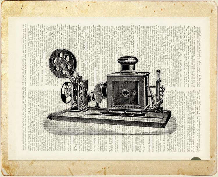 Movie Projector dictionary page print