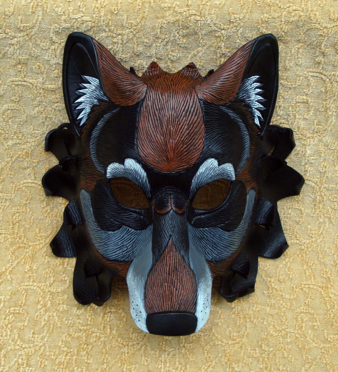 CUSTOM Black Dire Wolf Leather Mask... made to order leather