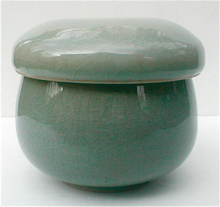 Japanese Celadon Lidded Tea Cup and Strainer Vintage Brewing