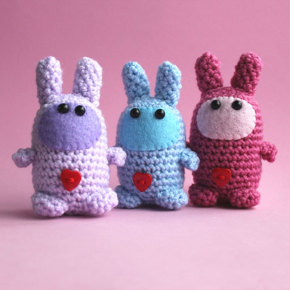 Amigurumi Blue Love Bunny Miniature Collectable