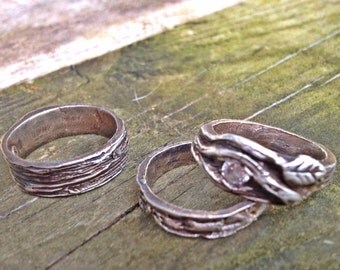 artisan wedding rings and trees