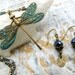 blue dragonfly necklace set patina brass jewelry patina jewelry