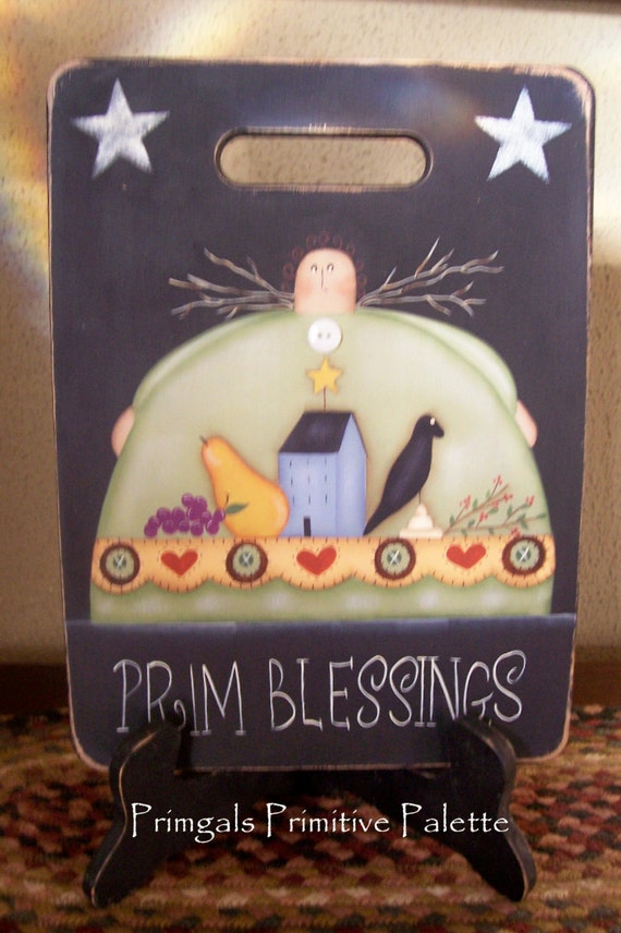 Primitive Angel Cutting Board Wood Saltbox by Primgal on Etsy