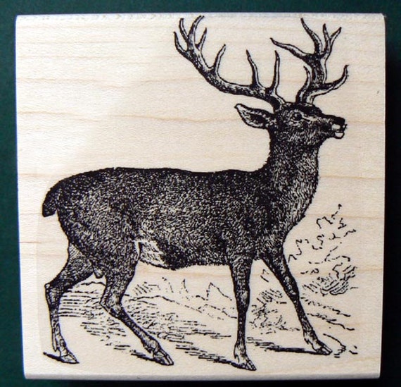 Large Deer rubber stamp WM P4 by dragonflybuzz on Etsy